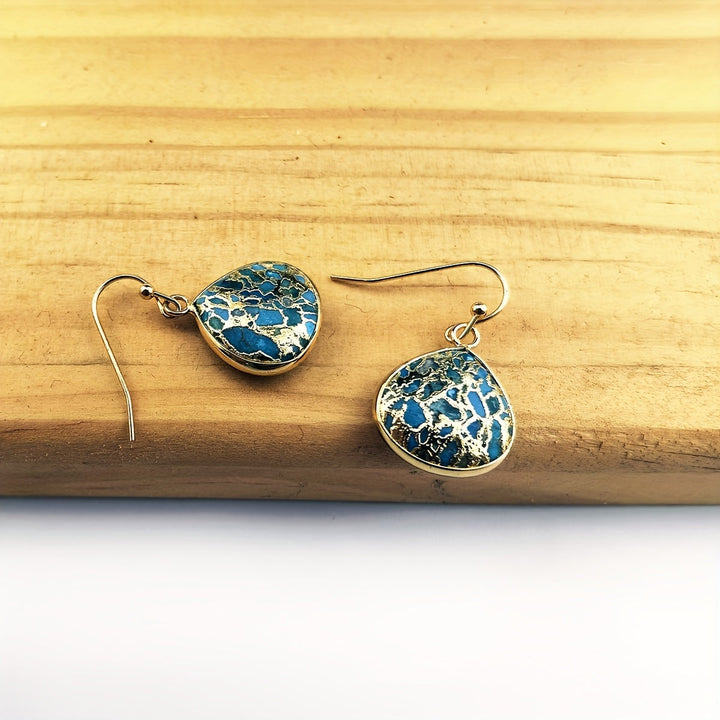 Pendientes bohemios de lágrima con mosaico de turquesa