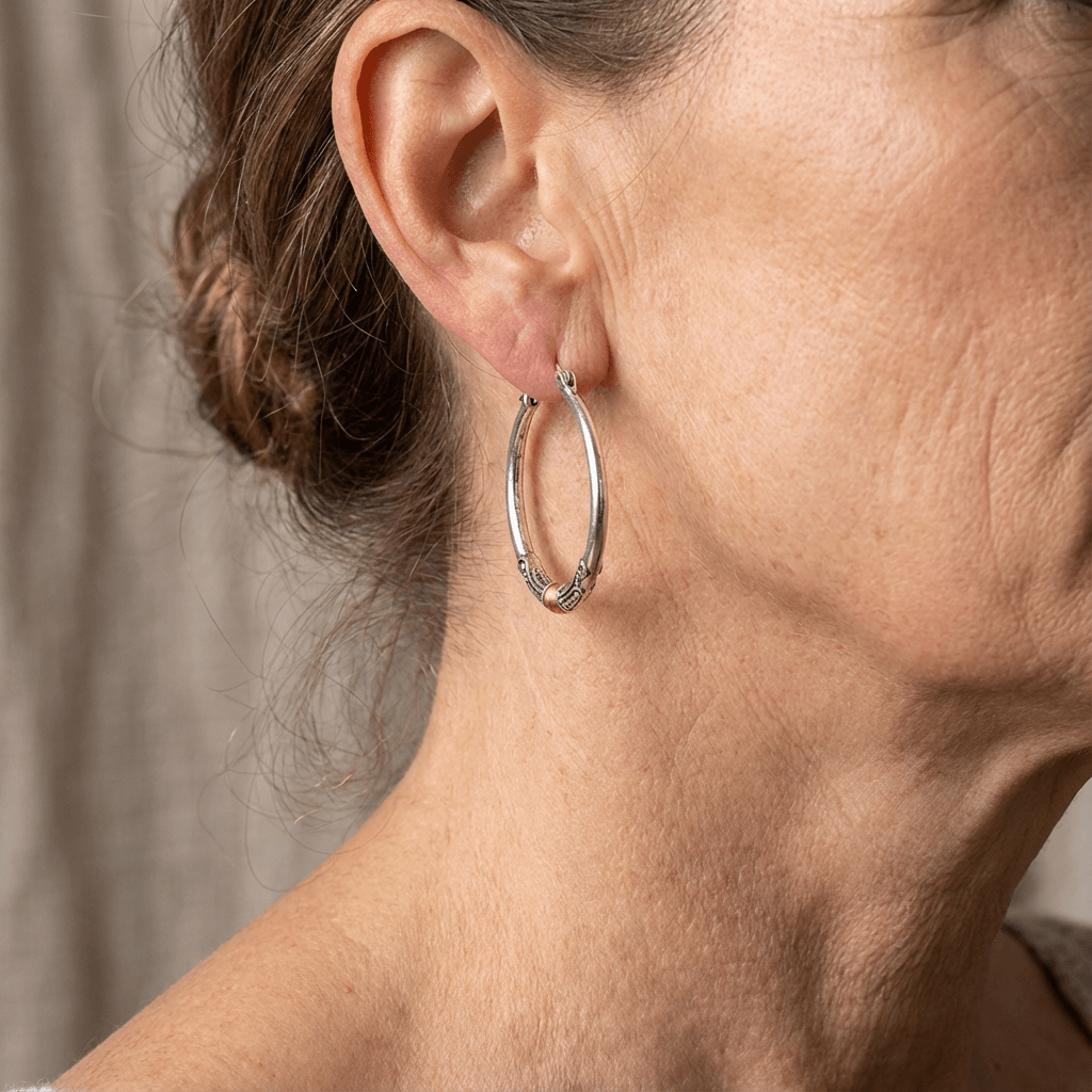 Pendientes bohemios de aro bicolor