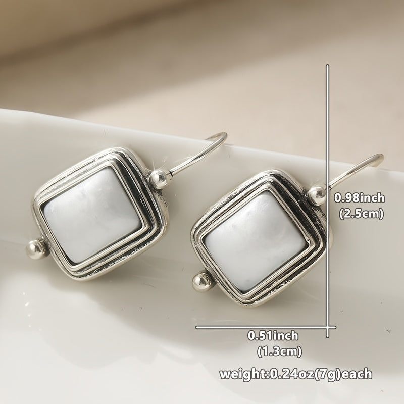 Brincos elegantes boêmios quadrados com pérolas pendentes