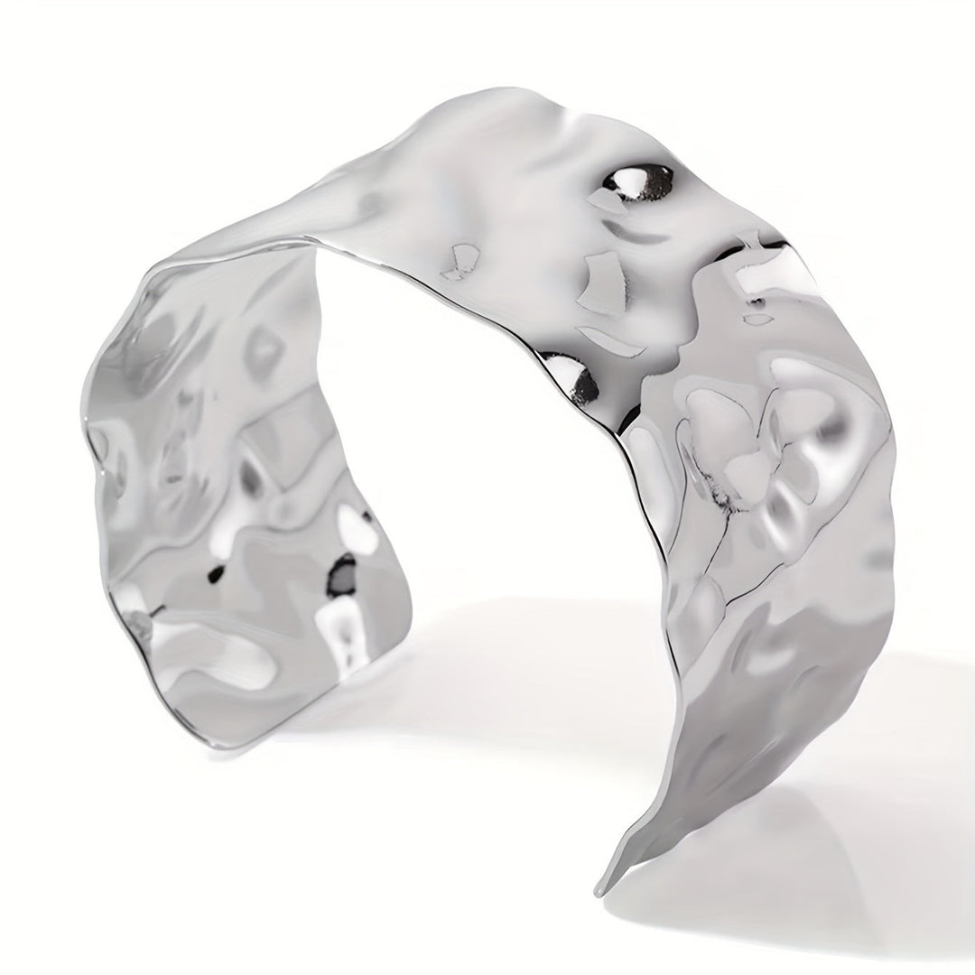 Elegant Polished Sculptural Wide Cuff Bracelet
