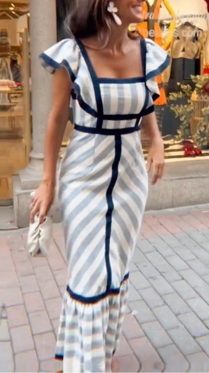 Dianne | Vestido Maxi Retro a Rayas