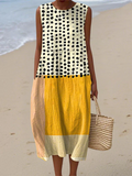 Vestido midi de lunares y bloques de color Leah