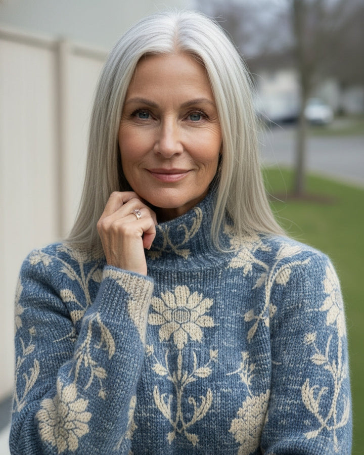 Evelyn™ | Elegant Floral Turtleneck Sweater