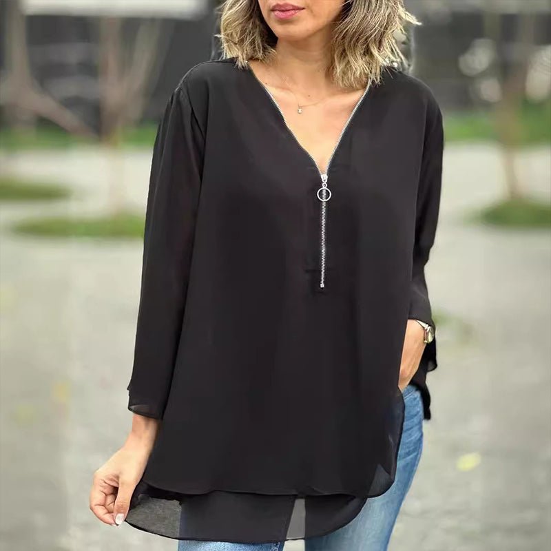 Lorelai | Blouse en mousseline avec fermeture éclair