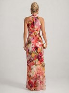Elisabetta | Robe longue à imprimé floral et encolure dos nu