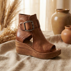 Botines de cuña abierta modernos Celeste