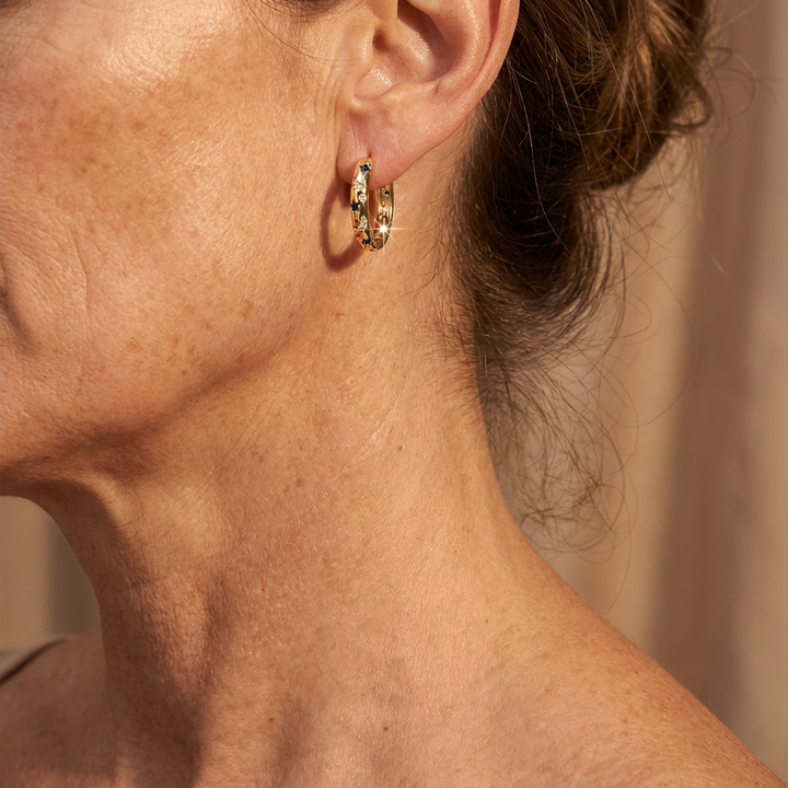 Pendientes vintage de aro con estrellas celestiales