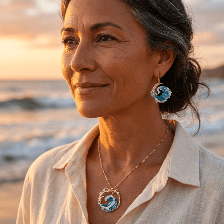Collar de oro Juramento del Océano con pendientes de regalo – Oferta por tiempo limitado