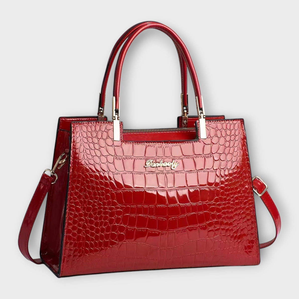 Olivia - Bolso de mano con patrón de cocodrilo brillante