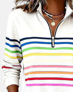 Vienna | Sweat zippé à rayures arc-en-ciel