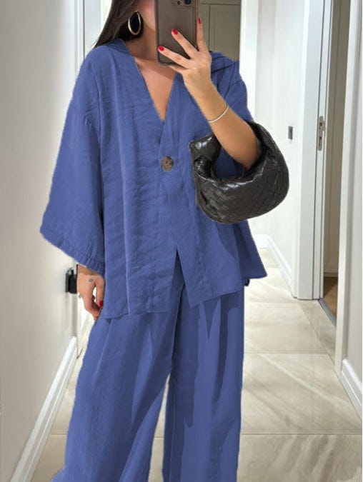 Conjunto de top con escote en V y pantalones Sienna