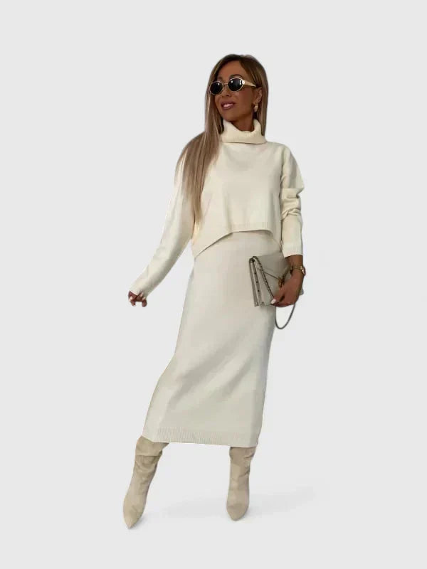 Chrystahl | Ensemble robe et pull à col roulé élégant
