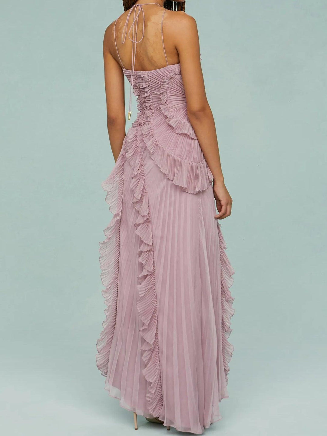Ruth | Vestido largo plisado con tirantes y aberturas