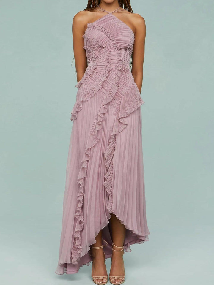 Ruth | Vestido largo plisado con tirantes y aberturas