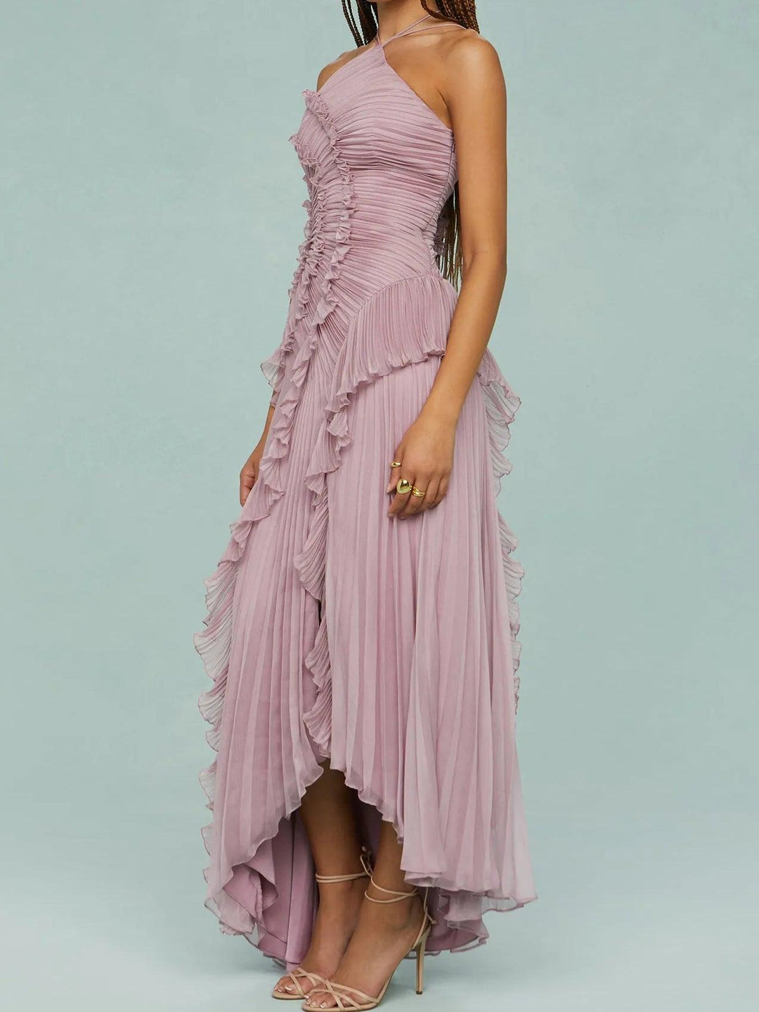 Ruth | Vestido largo plisado con tirantes y aberturas
