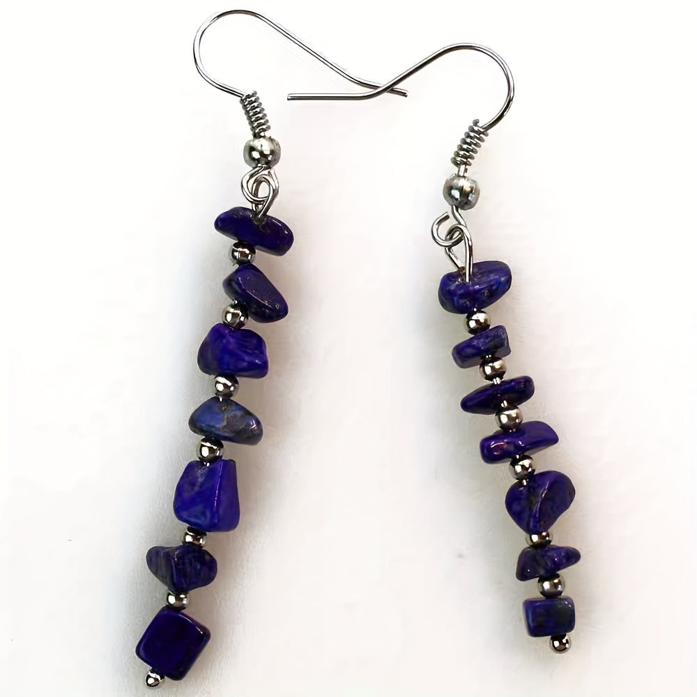 Pendientes colgantes bohemios y coloridos de piedras preciosas naturales