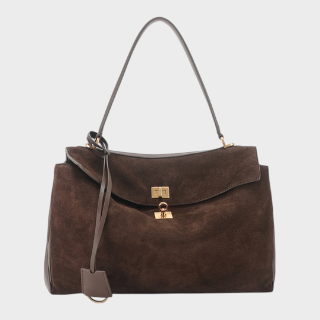 Libby | Structured Leather Handbag with Magnetic Flap Closure