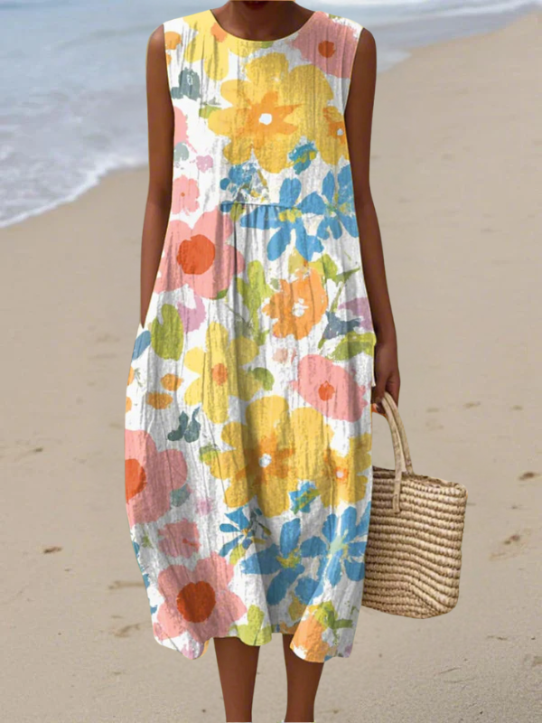 Vestido midi floral en tonos pastel Ella™