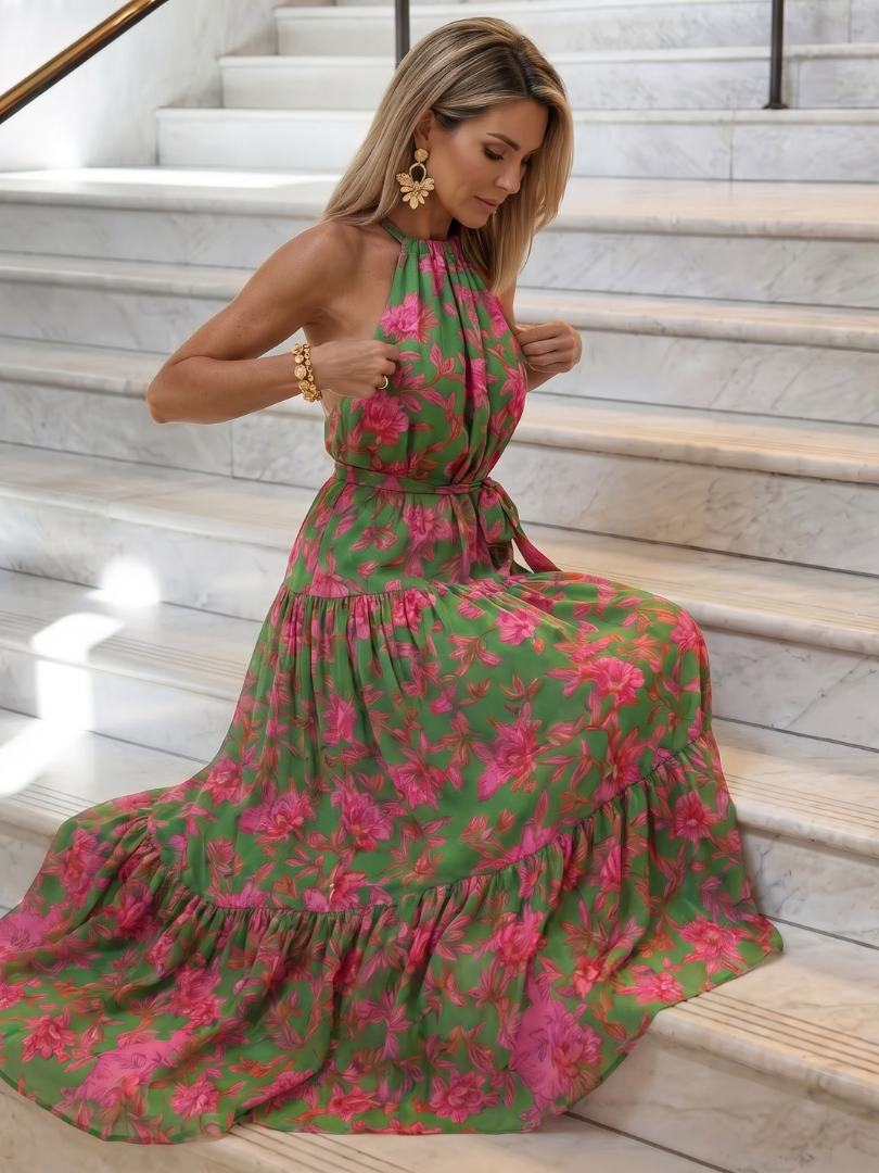 Rowen | Robe midi drapée à encolure dos nu