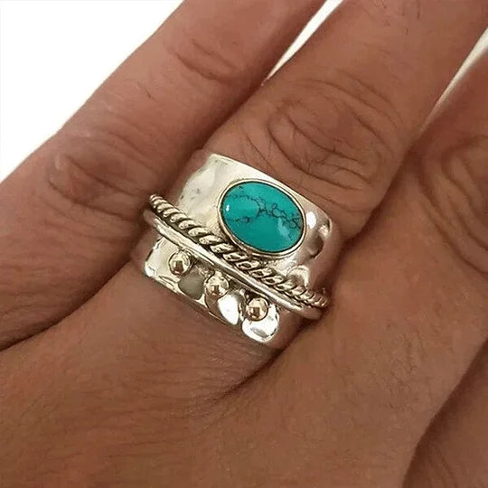 Elegant Turquoise Wide Band Ring