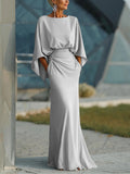 Clara | Vestido Elegante com Decote em V, Costas Abertas e Mangas