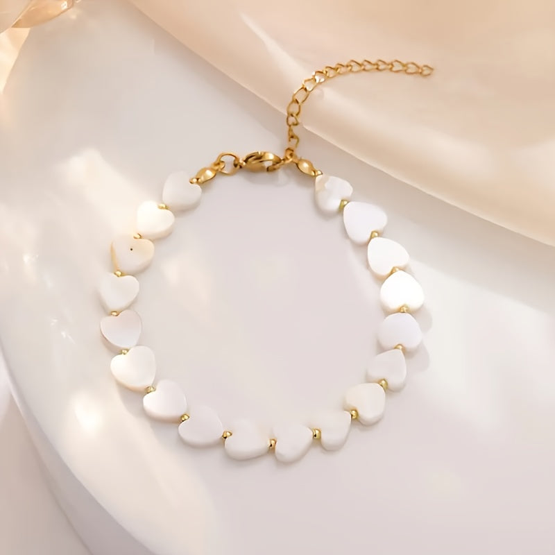 Bohemian Natural Stone Shell Heart Bracelet