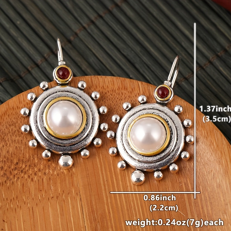 Pendientes de botón de perlas vintage llamativos