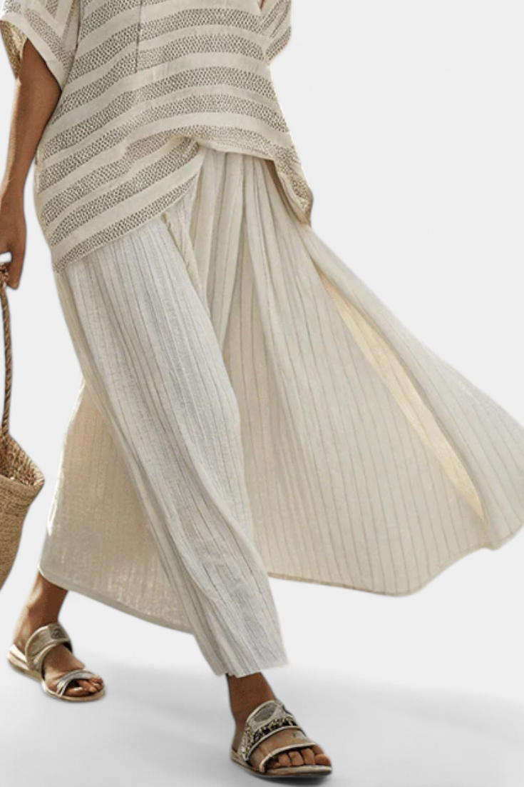Westlyn | Haut confortable rayé en bambou et pantalon fluide en lin
