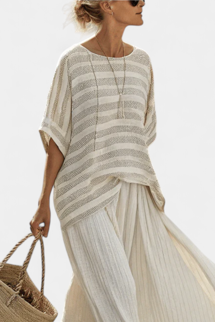 Westlyn | Haut confortable rayé en bambou et pantalon fluide en lin