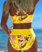 Jolina - Conjunto de biquíni transpassado com estampa floral