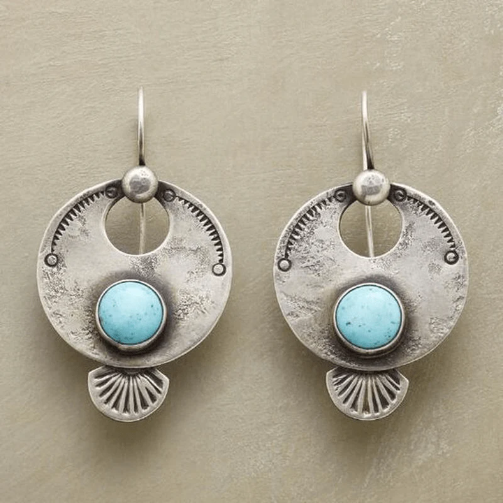 Pendientes vintage redondos colgantes de turquesa