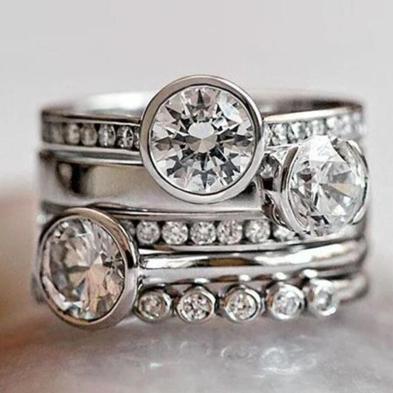 Stylish Wide Inlay Cubic Zirconia Band Ring