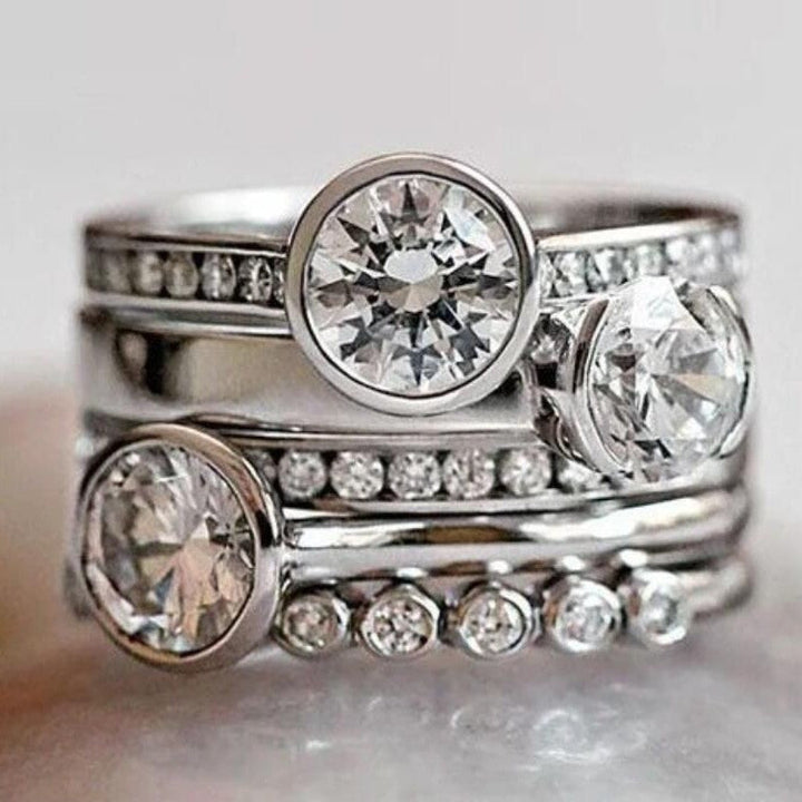 Stylish Wide Inlay Cubic Zirconia Band Ring