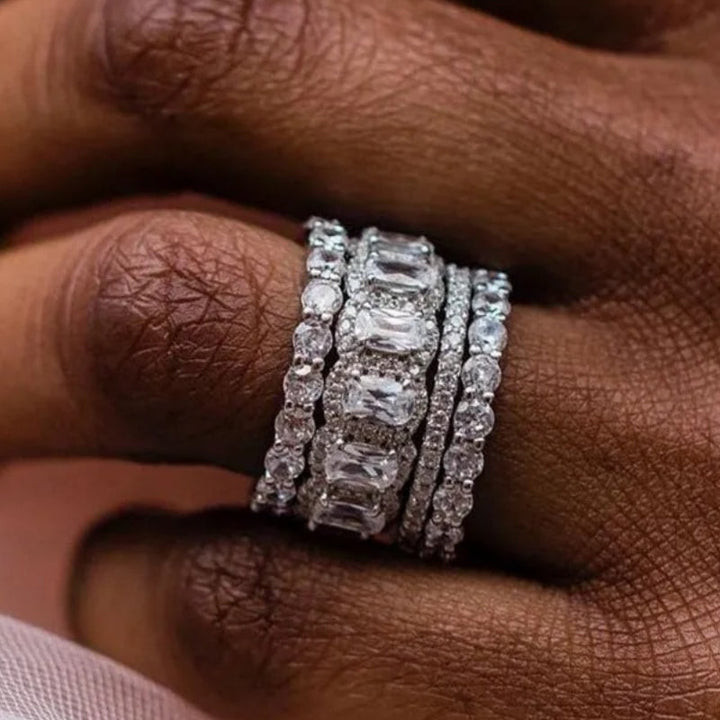 Classic Bridal Style 4-Piece Stackable Zirconia Ring Set