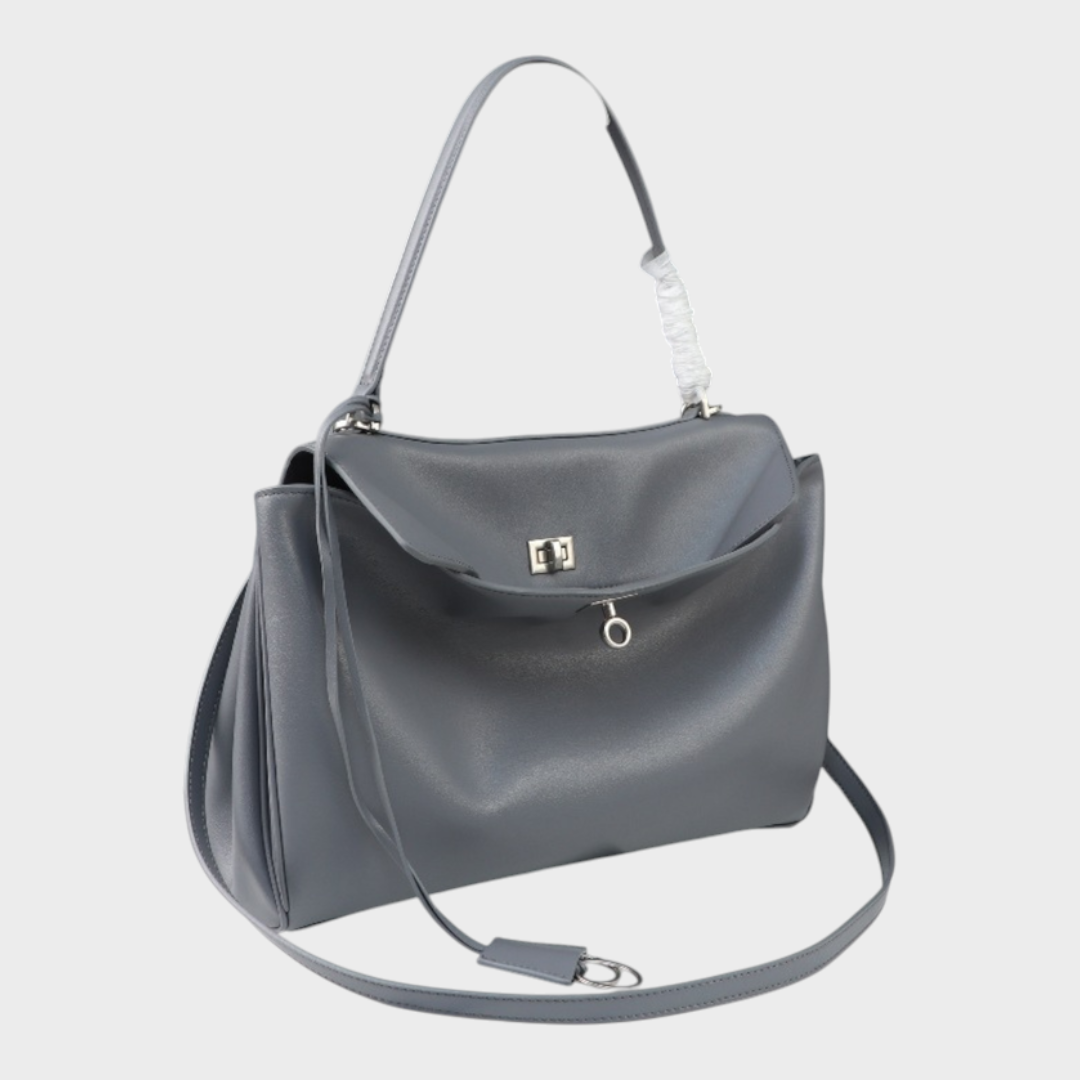 Libby | Structured Leather Handbag with Magnetic Flap Closure