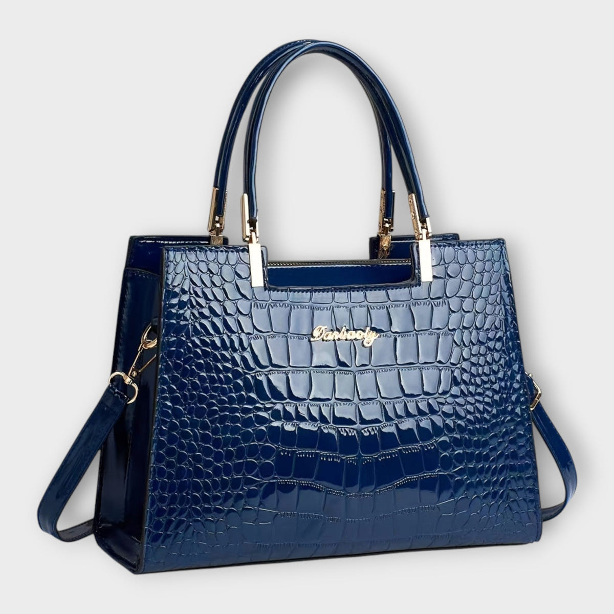 Olivia - Bolso de mano con patrón de cocodrilo brillante