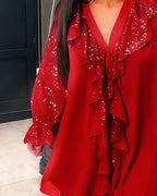 Blusas holgadas de color liso con volantes