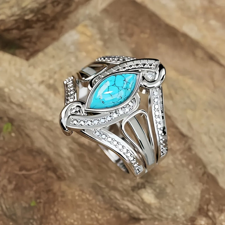 Statement Marquise Turquoise Sterling Silver Ring