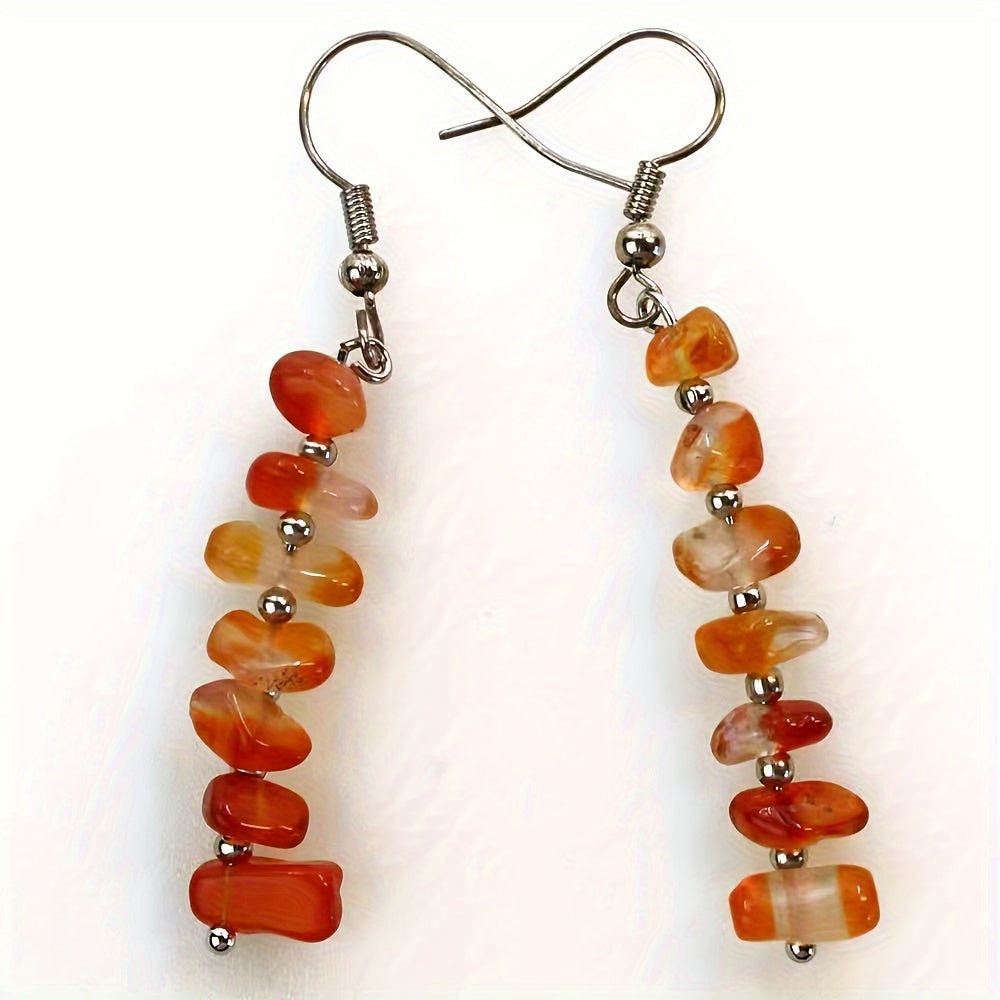 Pendientes colgantes bohemios y coloridos de piedras preciosas naturales