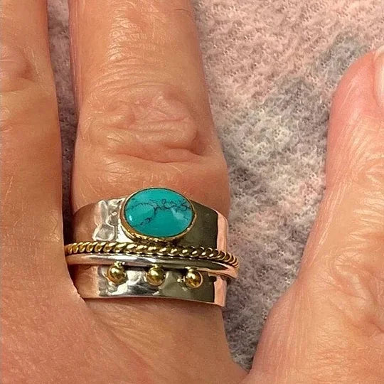 Elegant Turquoise Wide Band Ring