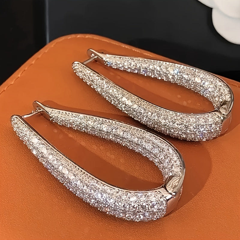Elegant Cubic Synthetic Zirconia Hoop Earring