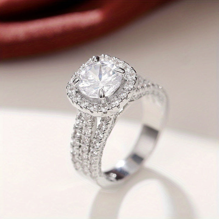 Elegant Zirconia Single Stone Side Micro Pave Rings