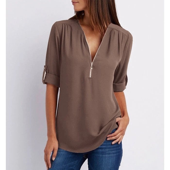 Gwen | Blouse chic à fermeture éclair
