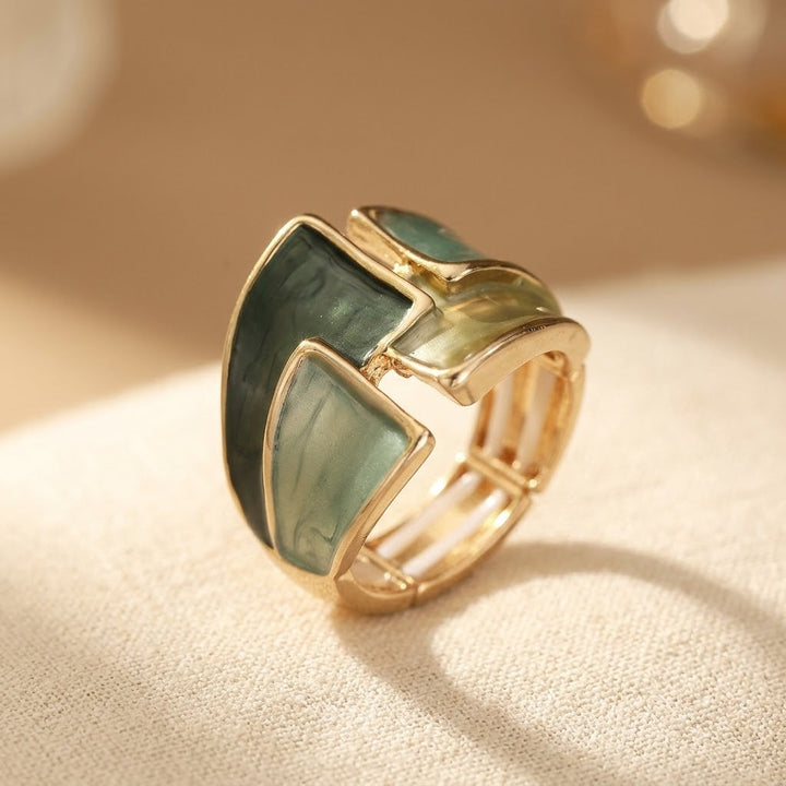 Green Enamel Gold Ring