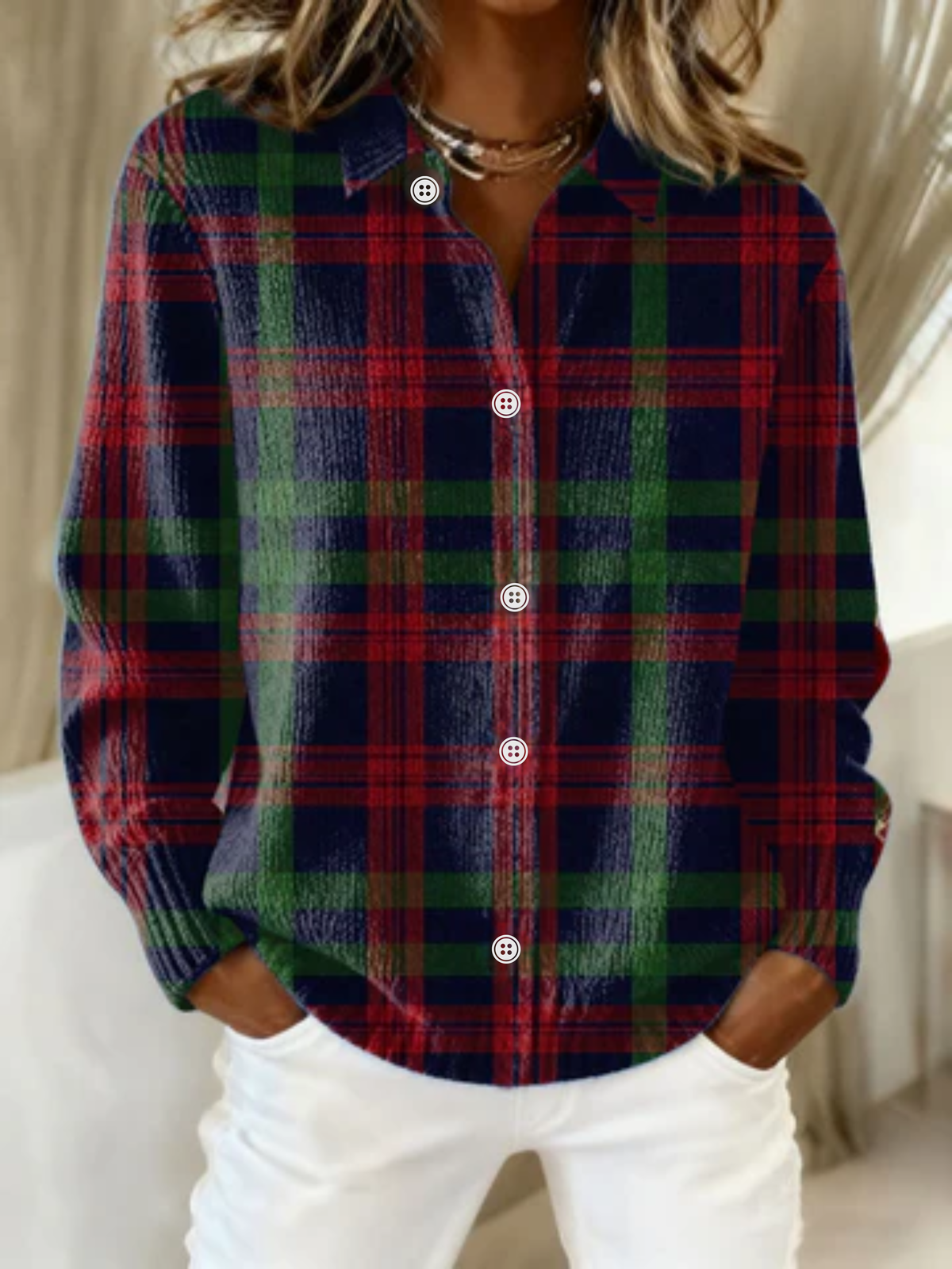Gunilla™ – Blusa con capucha de cuadros