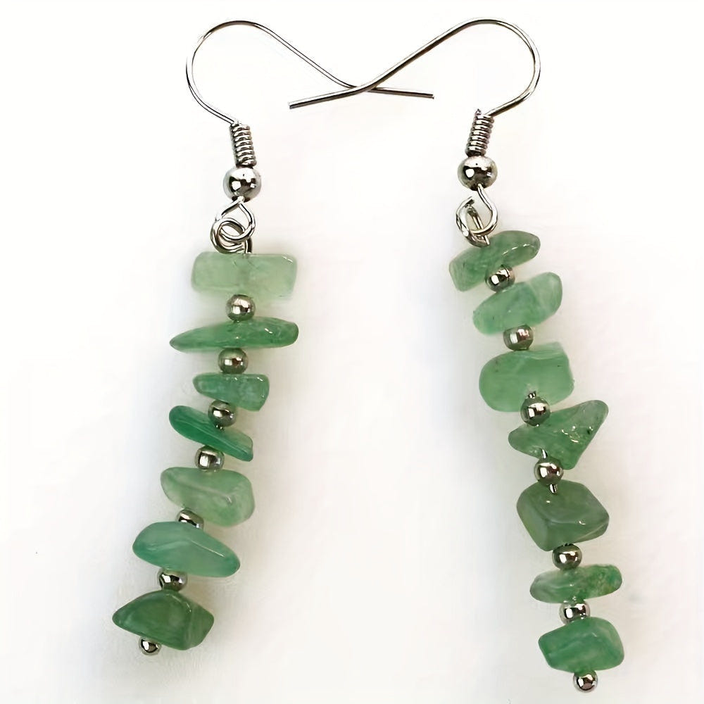 Pendientes colgantes bohemios y coloridos de piedras preciosas naturales