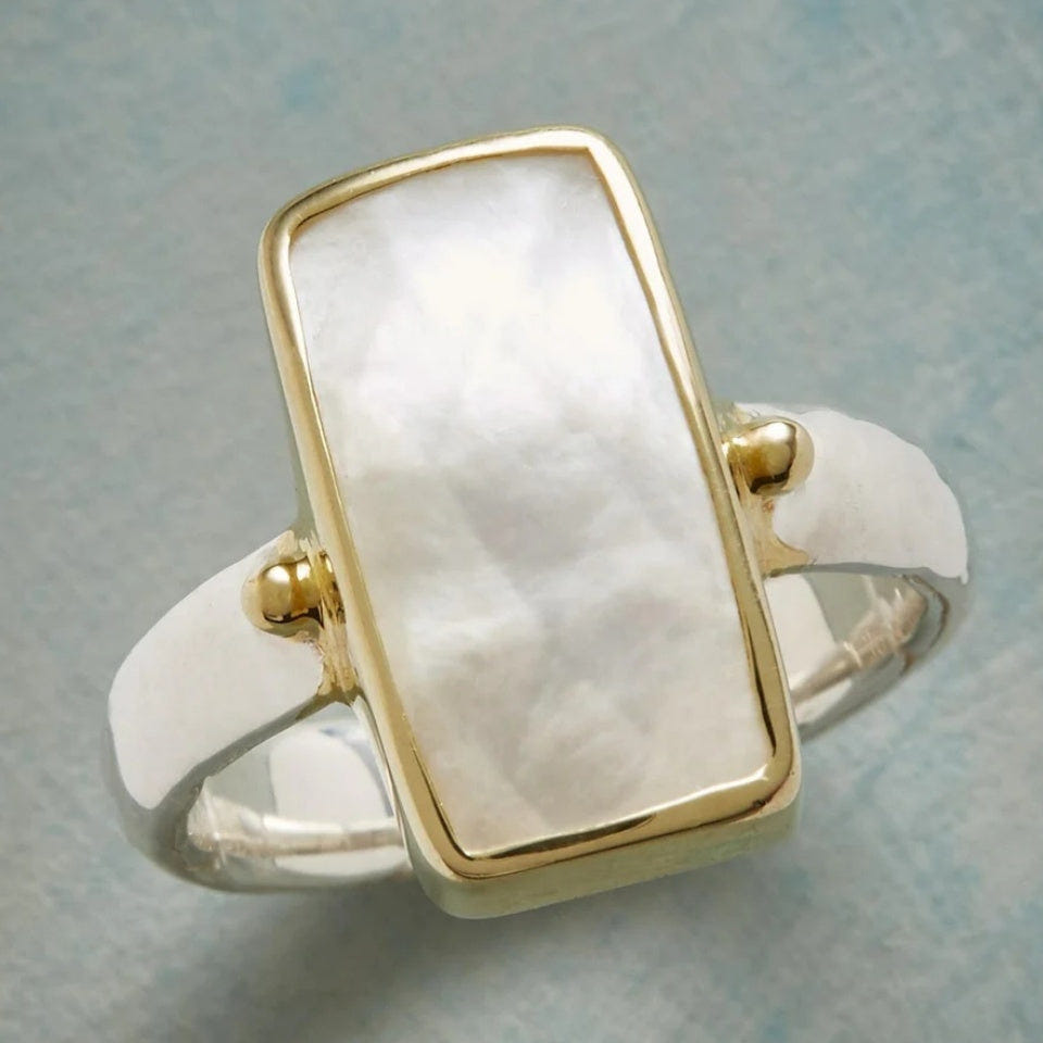 Vintage Bohemian Geometric Moonstone Ring