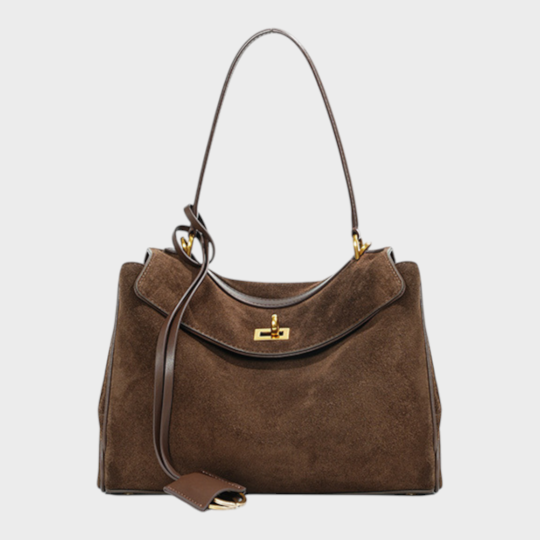 Libby | Structured Leather Handbag with Magnetic Flap Closure