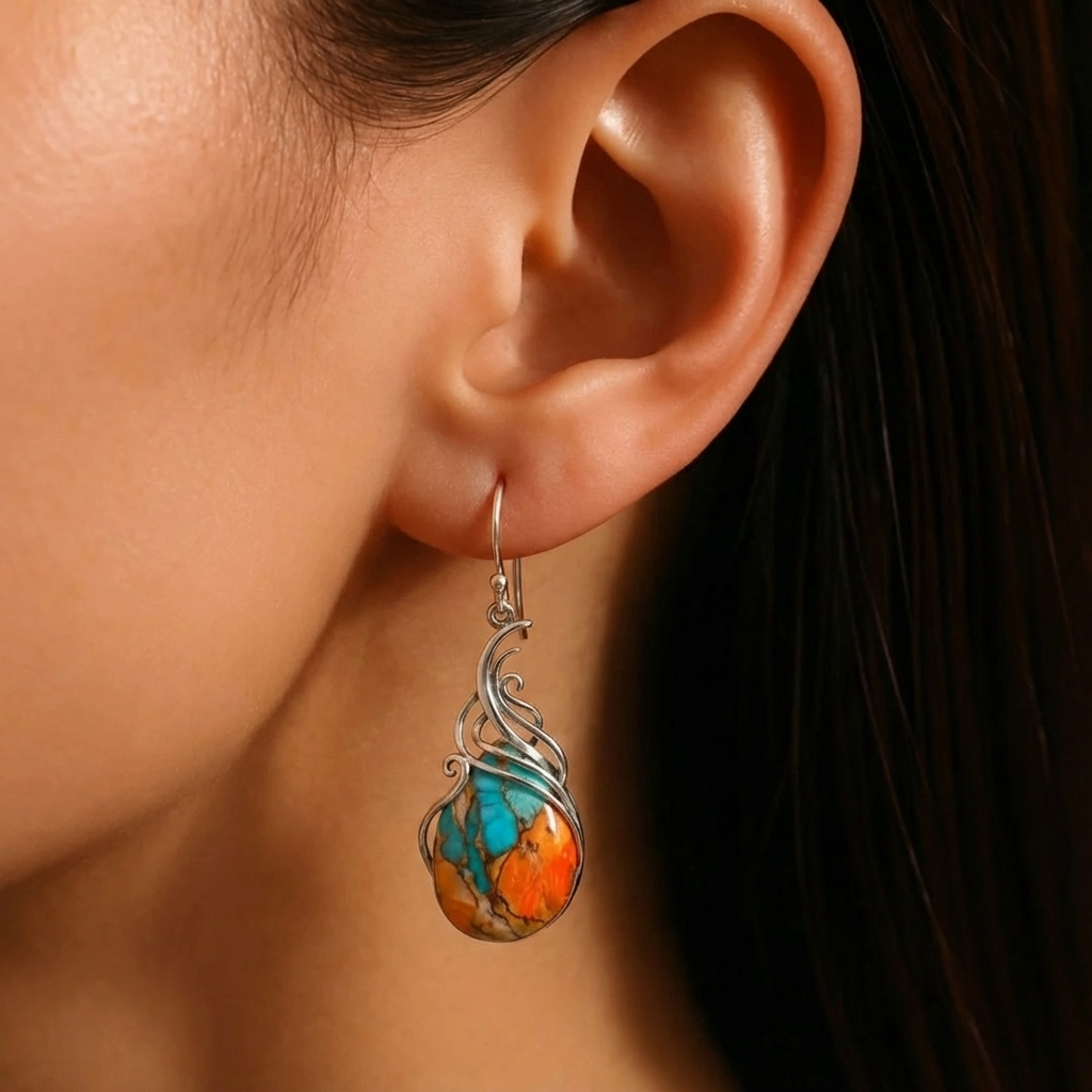 Pendientes colgantes de piedras preciosas brillantes