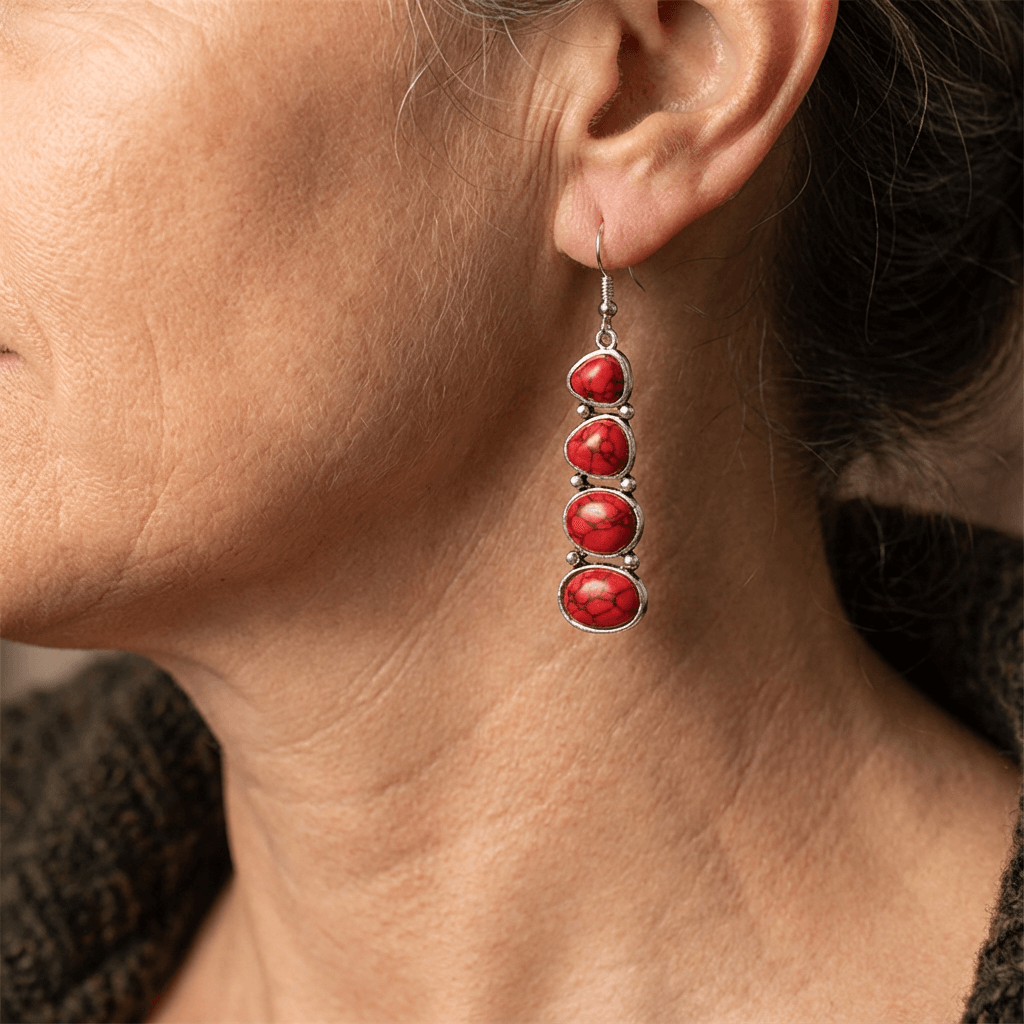 Pendientes vintage llamativos de turquesa
